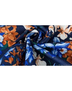 Ткань c541 O лен костюмный синий принт Ткань для шитья 1 07м 107x142 см Unofabric