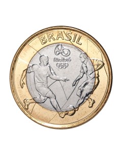 Монета 1 Реал Олимпиада в Рио Де Жанейро 2016 Футбол Бразилия 2015 UNC из мешка Mon loisir