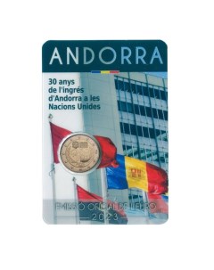 Монета 2 евро 30 лет членства Андорры в ООН Андорра 2023 UNC Mon loisir