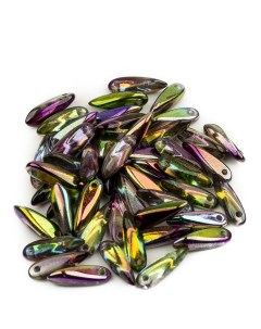 Чешские бусины Glass Dagger 3х11 мм Crystal Magic Purple 50 шт Czech beads