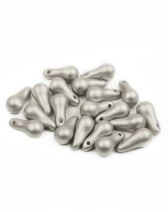 Чешские бусины Bulb Beads 5х10 мм Alabaster Metallic Silver 20 шт Czech beads