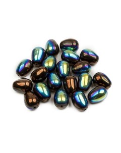 Чешские бусины капля Glass drops 11х8 мм Jet Bronze AB 20 шт Czech beads