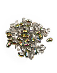 Чешские бусины капля Glass drops 11х8 мм Crystal Vitrail 50 шт Czech beads