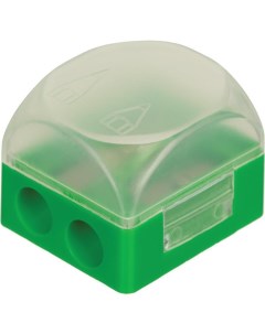 Точилка ручная пластиковая 2 отверстия с контейнером зеленая 2шт 12шт Attache