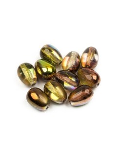 Чешские бусины капля Glass drops 11х8 мм Crystal Magic Green 10 шт Czech beads