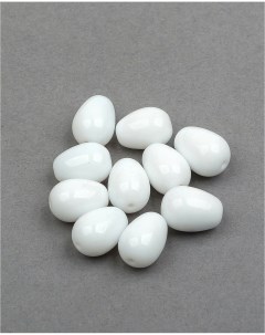 Чешские бусины капля Glass drops 11х8 мм Chalk White 10 шт Czech beads
