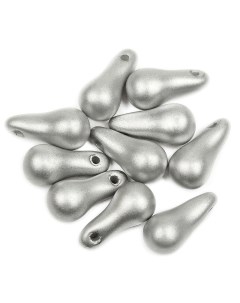 Чешские бусины Bulb Beads 5х10 мм Alabaster Metallic Silver 10 шт Czech beads