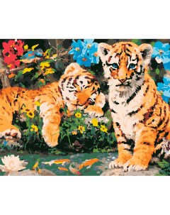 Набор для рисования по номерам Тигрята 40 50см Hobruk