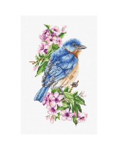 Набор для вышивания Синяя птица на ветке 10 17 см Luca-s