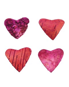 Декоративные элементы из коры дерева Сердце 5см 10шт уп розовый Айрис