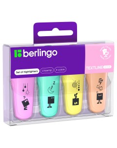 Набор текстовыделителей Textline мини 4шт 1 5 мм пастельные цвета Berlingo
