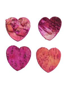 Декоративные элементы из коры дерева Сердце 5см 10шт уп розовый Айрис