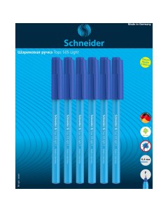 Набор шариковых ручек Tops 505 F Light 6 шт синие 0 8 мм блистер Schneider