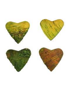 Декоративные элементы из коры дерева Сердце 5см 10шт уп зеленый Айрис