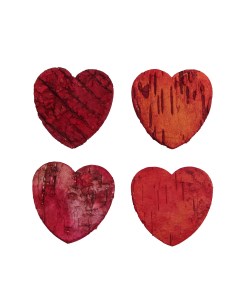 Декоративные элементы из коры дерева Сердце 5см 10шт уп красный Айрис