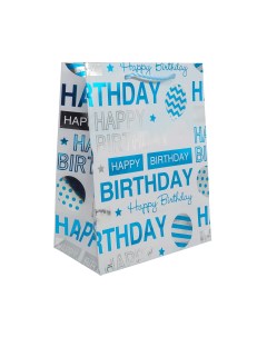 Пакет подарочный ламинированный Happy Birthday SR069 1 23 18 10см голубой 3 шт Айрис