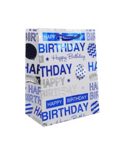 Пакет подарочный ламинированный Happy Birthday SR069 1 23 18 10см синий 3 шт Айрис