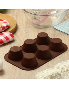 Форма для запекания силикон 17 5х25 5 см прямоугольная 6 кексов шоколад Savory Y4 4965 Daniks