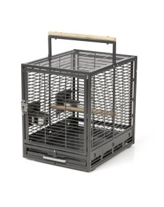 Клетка для птиц транспортировочная Evo Cage Travel Platinum тёмно серая 47х38х46см Montana cages