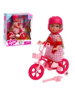 Кукла малышка Lyna на велопрогулке с велосипедом и аксессуарами МИКС Nobrand