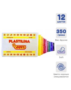 Пластилин на растительной основе 12 цветов 350 г дисплей микс для малышей цена Jovi