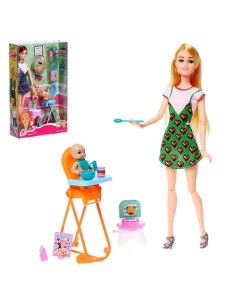 Кукла модель шарнирная Анна с малышом и аксессуарами МИКС Nobrand