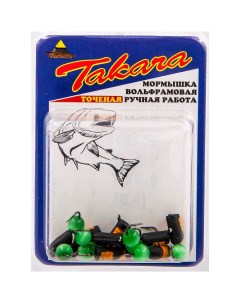 Мормышка Takara СТОЛБИК D3 BL 0 70 гр с рыжими рисками зелёный кошачий глаз 10 шт Takara fishing