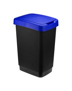 Ведро для мусора Твин 25 л пластик черный синий 26x33x47 см 1122660 Idea