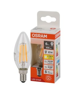 Светодиодная лампа 6 Вт Е14 B филаментая теплый свет Osram
