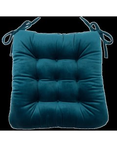 Подушка для стула Бархат 40x36x6 см цвет морская глубина Linen way