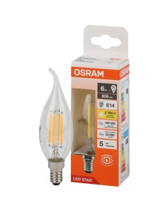 Светодиодная лампа 6 Вт Е14 B филаментая на ветру теплый свет Osram