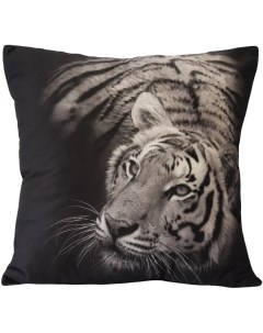 Подушка декоративная Тигр 40х40 см бархат цвет черно белый Seasons