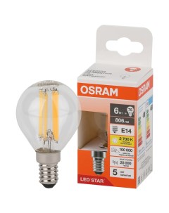 Светодиодная лампа 6 Вт Е14 P филаментая теплый свет Osram