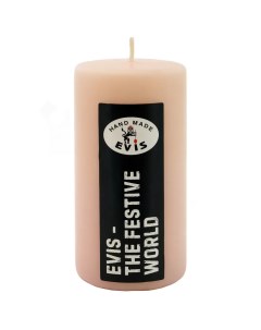 Свеча столбик Цилиндр розовая 15 см Evis
