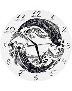 Настенные часы Рыбы Инь Янь 30x30 см Nobrand