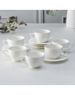 Набор чайный Юлия Высоцкая 6 персон 12 предметов 6 чашек 200 мл 6 блюдец цвет белый Nobrand