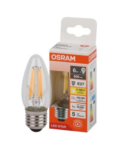 Светодиодная лампа 6 Вт Е27 B филаментная теплый свет Osram