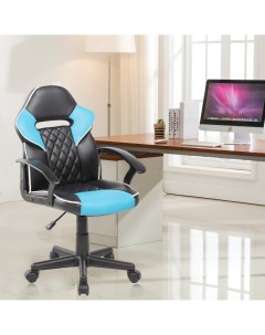 Игровое компьютерное кресло для детей и подростков 9553S черно голубое Cybertracer