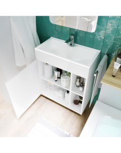 Тумба с раковиной в ванную Lido 60 см Напольная Подвесная цвет Белый глянец У83298 1marka