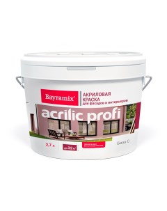 Краска акриловая матовая Acrilic Profi BAPC 038 027 База C бесцветная 2 7 л Bayramix