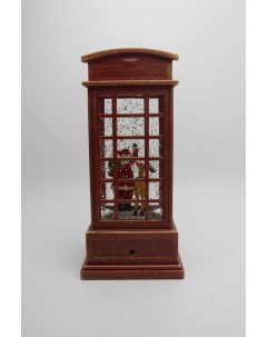 Новогодний сувенир WDL 2102 Телефонная будка с Дедом Морозом оленем и зайцем USB Led