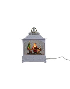 Новогодний фонарь DS 019 Дед Мороз делает игрушки USB белый 19х6х14см Led