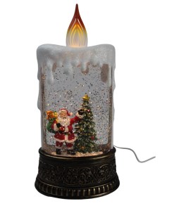 Новогодний фонарь WDL 23016 Дед мороз у ёлки с мешком и мишкой в мешке USB 24 5х12 5см Led