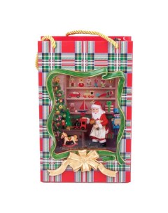 Новогодний сувенир Подарочный пакет Дед Мороз мастерит подарки музыкальный USB 15х23см Led