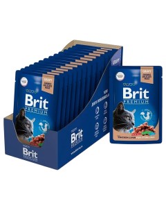 Влажный корм для кошек Premium куриная печень для стерилизованных 14 шт по 85 г Brit*