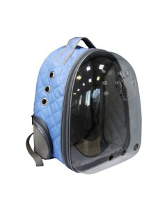Рюкзак переноска для животных на колесах голубая искусственная кожа 28х33х41 см N1