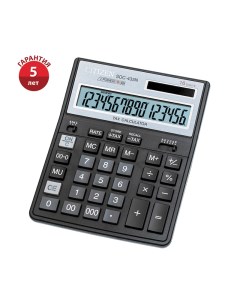 Калькулятор настольный SDC 435N 16 разрядов двойное питание 158 204 31мм черный Citizen