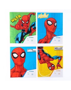 Тетрадь 18 листов клетка Spider Man 4 вида МИКС Человек паук Marvel
