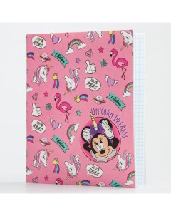 Тетрадь 48 листов в клетку картонная обложка Минни Маус Disney