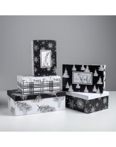 Набор подарочных коробок 5 в 1 Черно белый 32 5 х 20 х 12 5 22 х 14 х 8 5 см Bazar